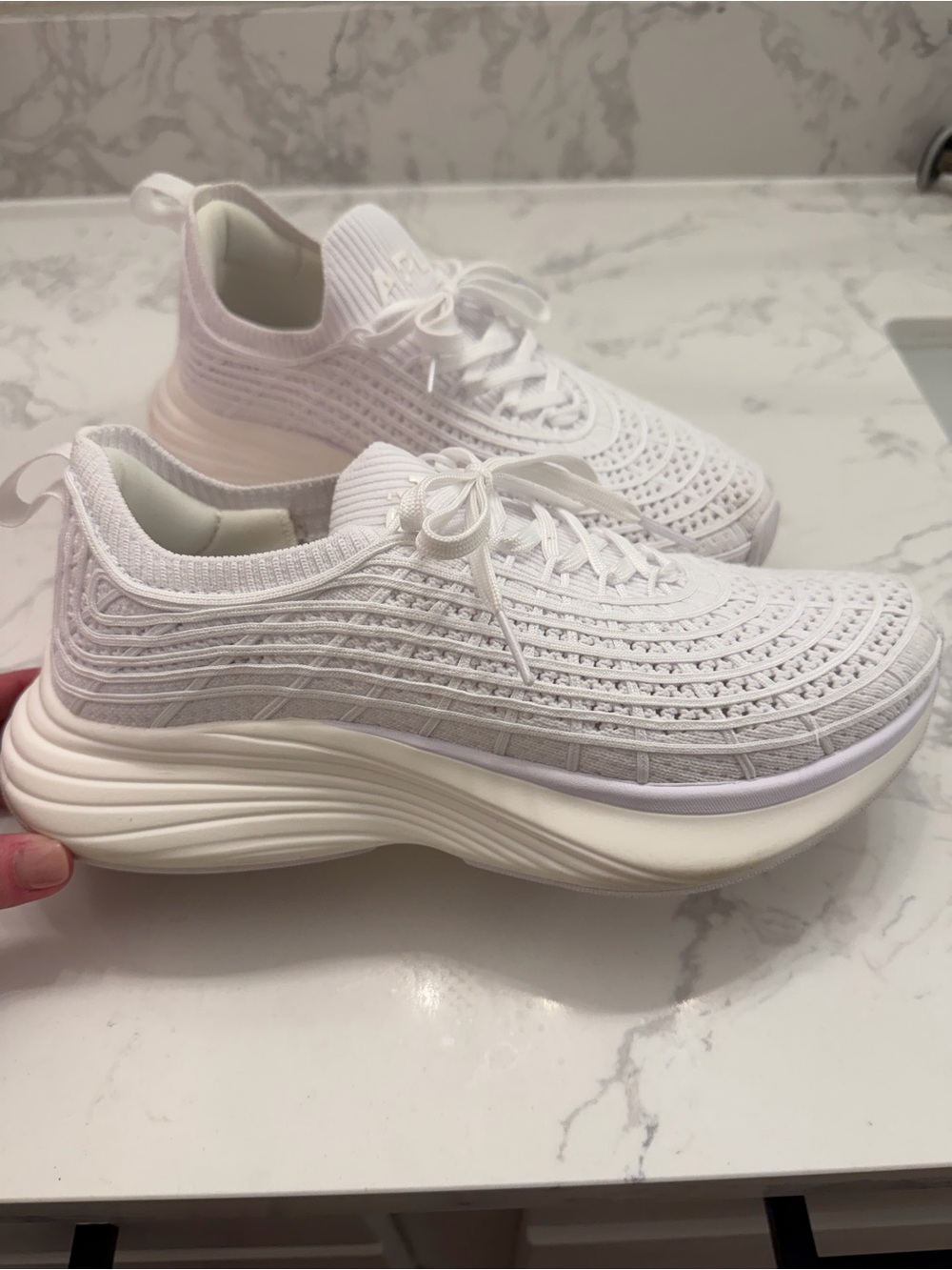 APL Women's White Knit Platform Sneaker LIKE NEW